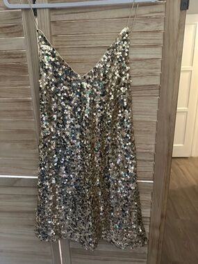 Lulu's gold Sequin Slip Dress